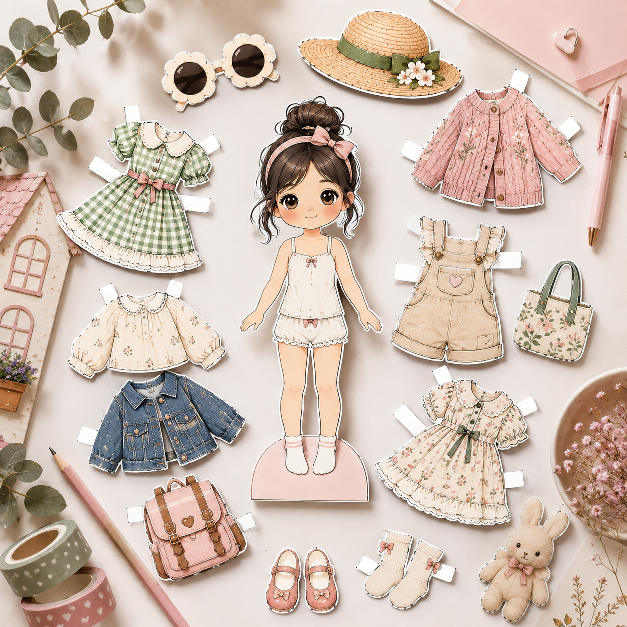 Nola Printable Paper Doll | Cut & Play Dress Up PDF | Instant Digital Download
