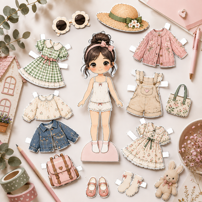 Nola Printable Paper Doll | Cut & Play Dress Up PDF | Instant Digital Download