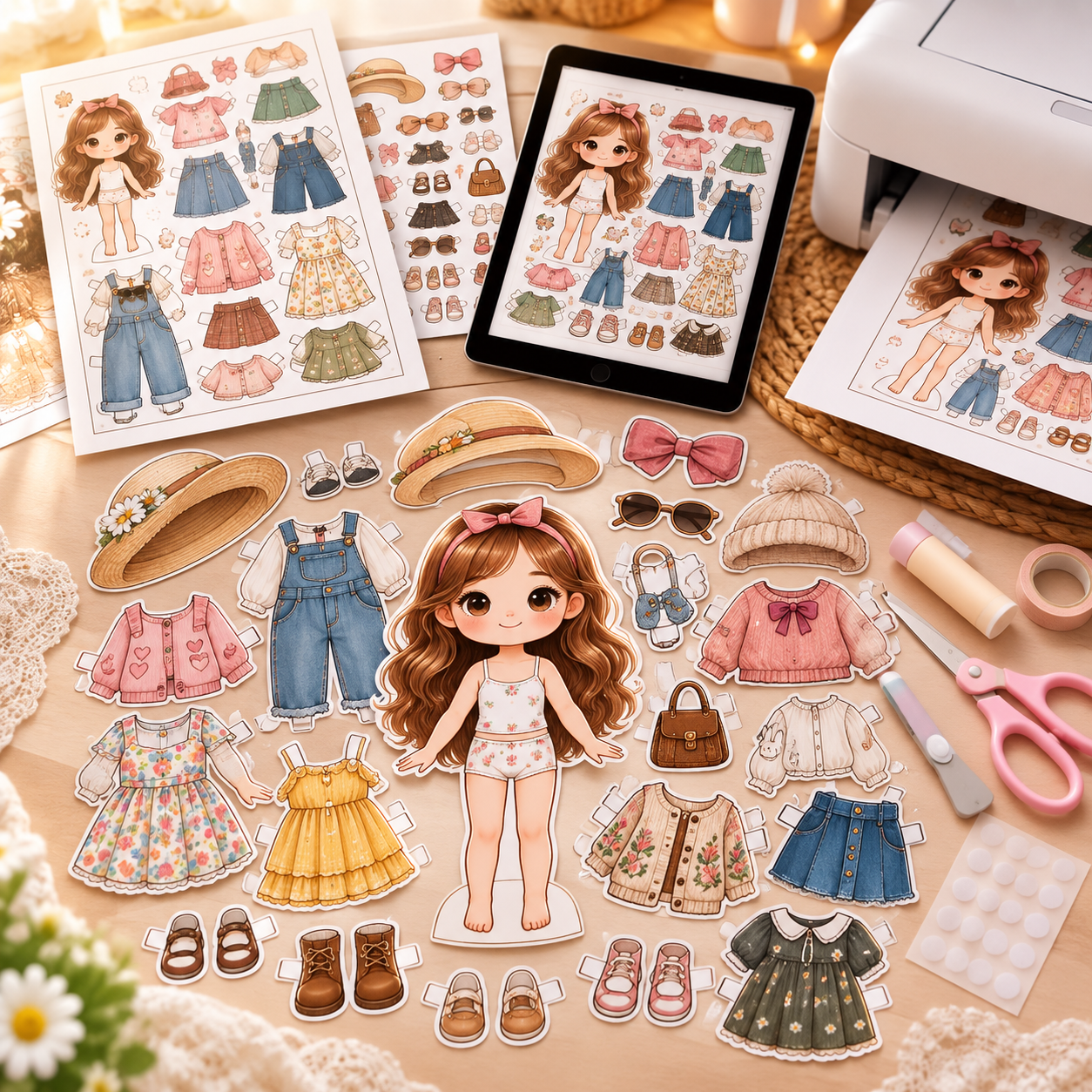 Nola Printable Paper Doll | Cut & Play Dress Up PDF | Instant Digital Download