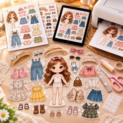 Nola Printable Paper Doll | Cut & Play Dress Up PDF | Instant Digital Download