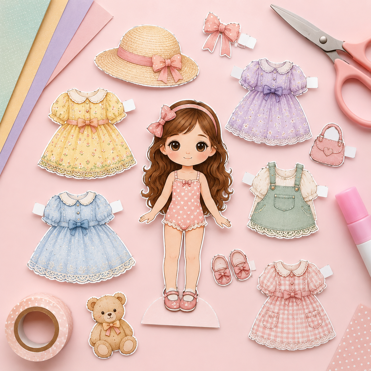 Nola Printable Paper Doll | Cut & Play Dress Up PDF | Instant Digital Download
