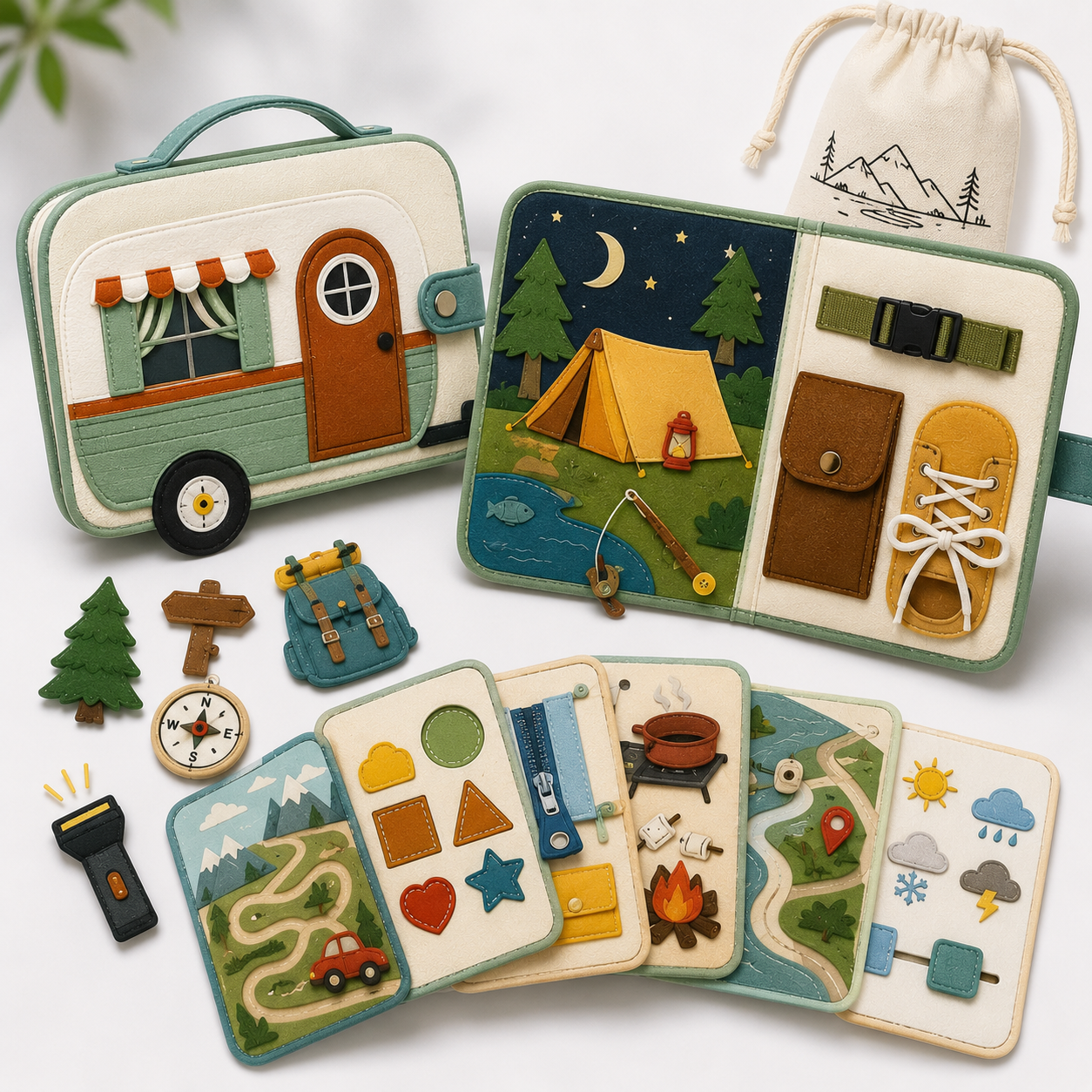 🥇 Printable Camper Quiet Book PDF | Interactive Camping Activity Book for Kids