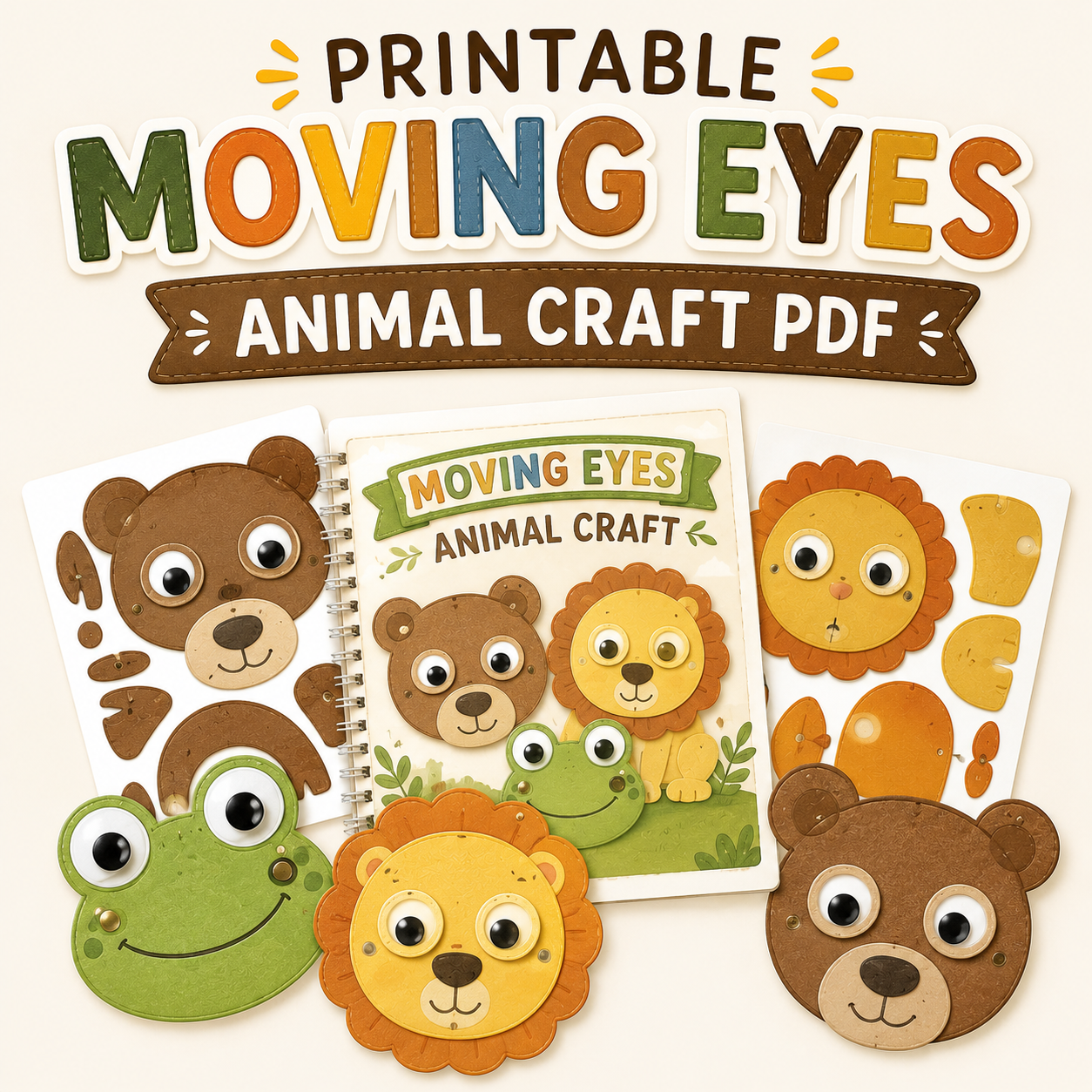 Printable Moving Eyes Animal Craft PDF | Interactive Cut & Paste Activity for Kids