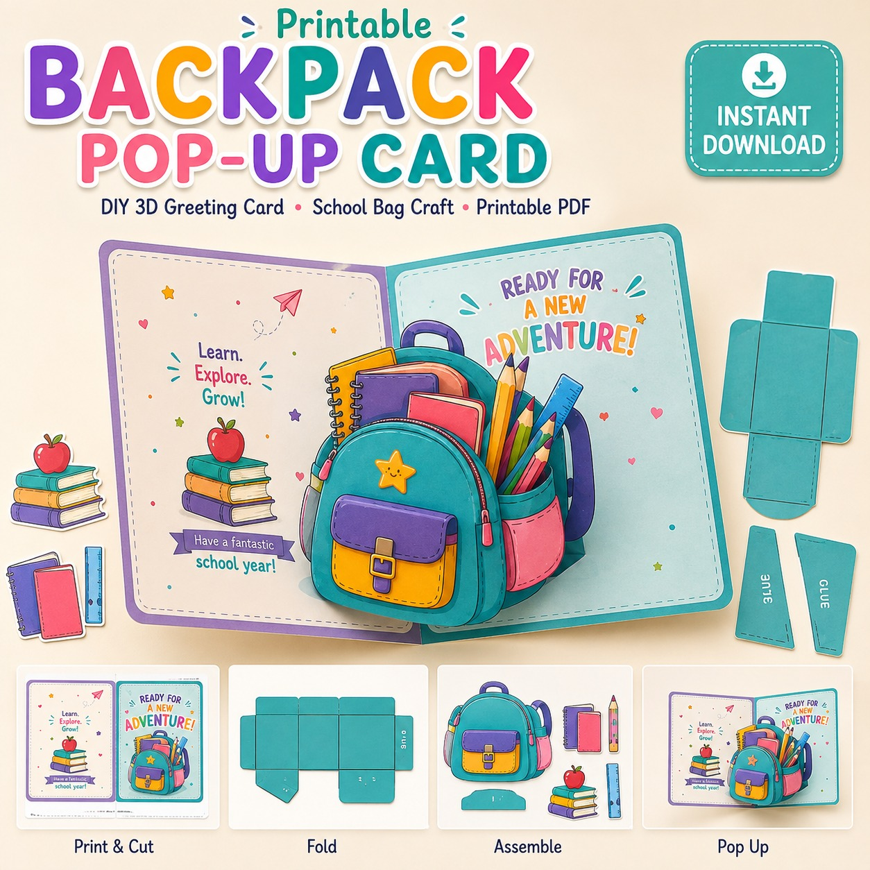 5-in-1 Printable Kids Craft Bundle – Interactive DIY Paper Crafts & Cards