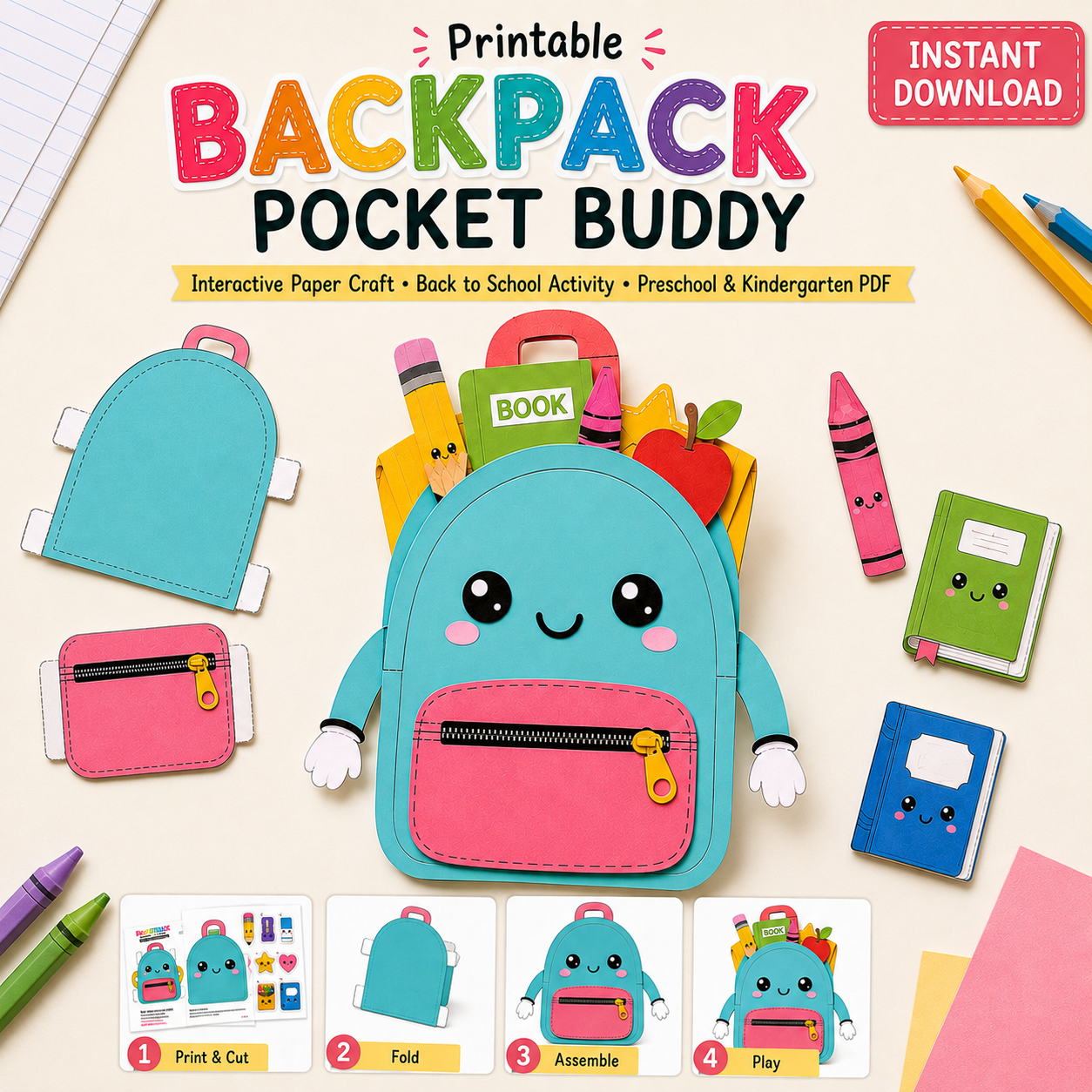 5-in-1 Printable Kids Craft Bundle – Interactive DIY Paper Crafts & Cards