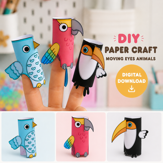 4-in-1 Printable Paper Bird Craft Bundle | Easy DIY PDF