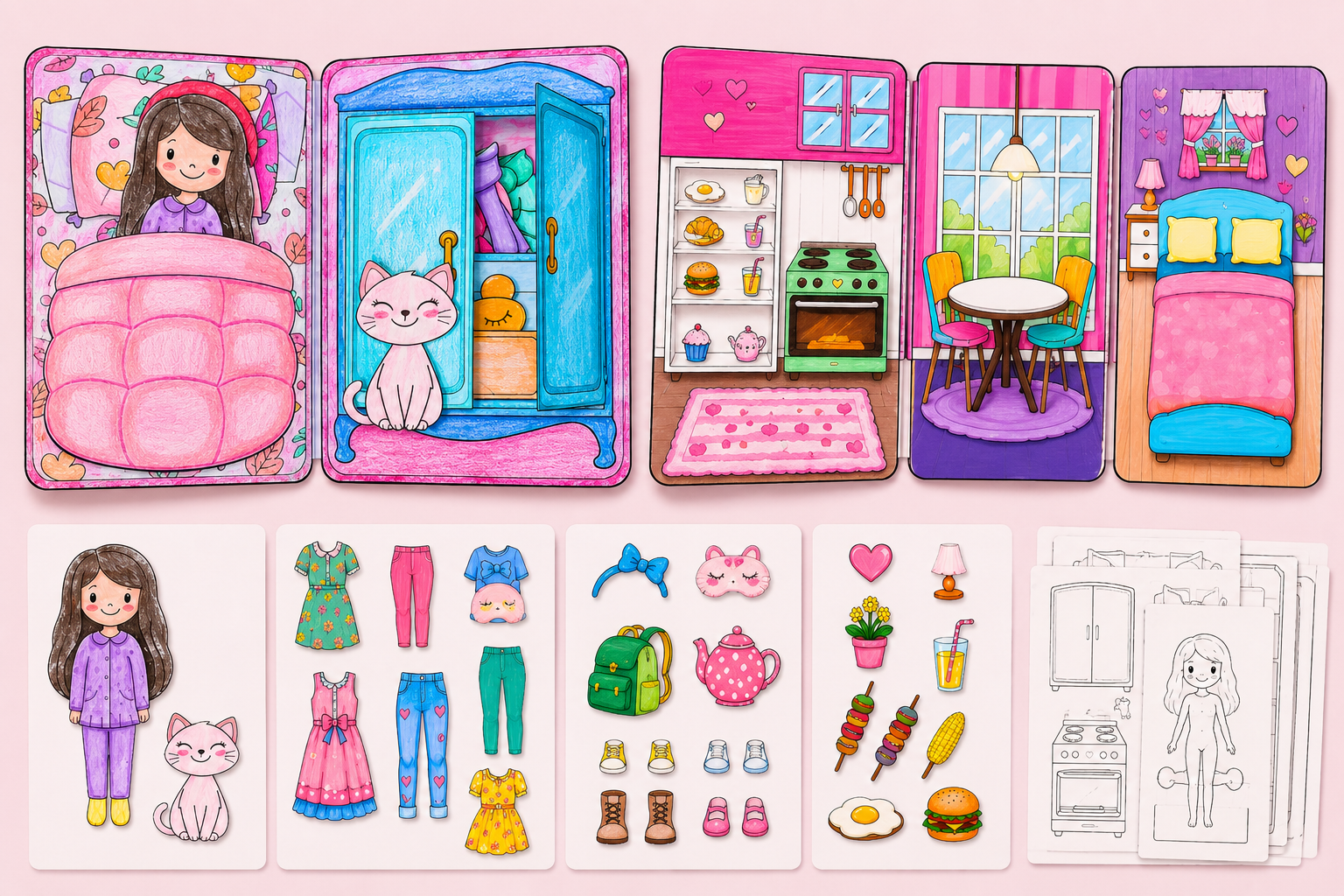 11-in-1 Printable Kids Craft Bundle – Quiet Books, Interactive Paper Toys, Cards & Playsets