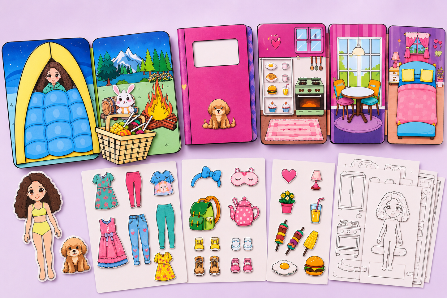 Camping Paper Doll Printable | Dress Up Doll Activity PDF | Instant Download
