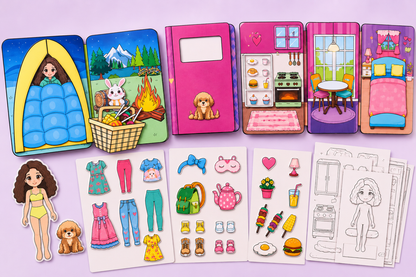 Camping Paper Doll Printable | Dress Up Doll Activity PDF | Instant Download
