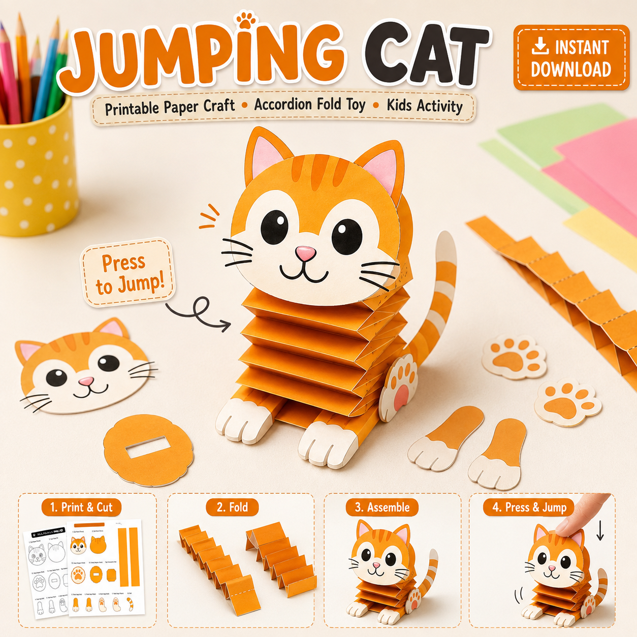 4-in-1 Printable Interactive Animal Craft Bundle – DIY Kids Paper Toys