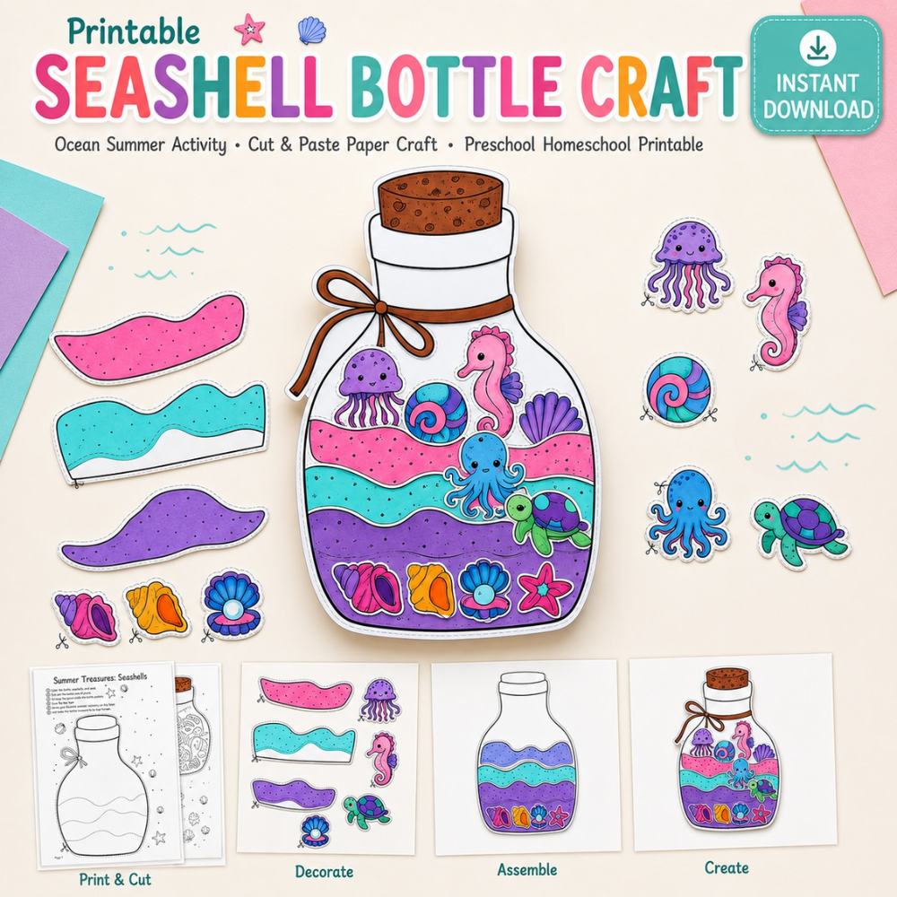 5-in-1 Printable Kids Craft Bundle – Interactive DIY Paper Crafts & Cards
